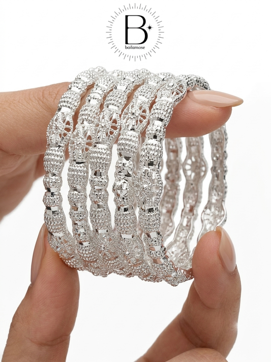Silver Blossom Bangles