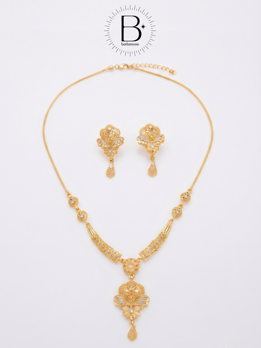 Trendy Gold Plated Necklace Set for Women