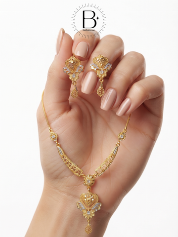 Trendy Gold Plated Necklace Set for Women