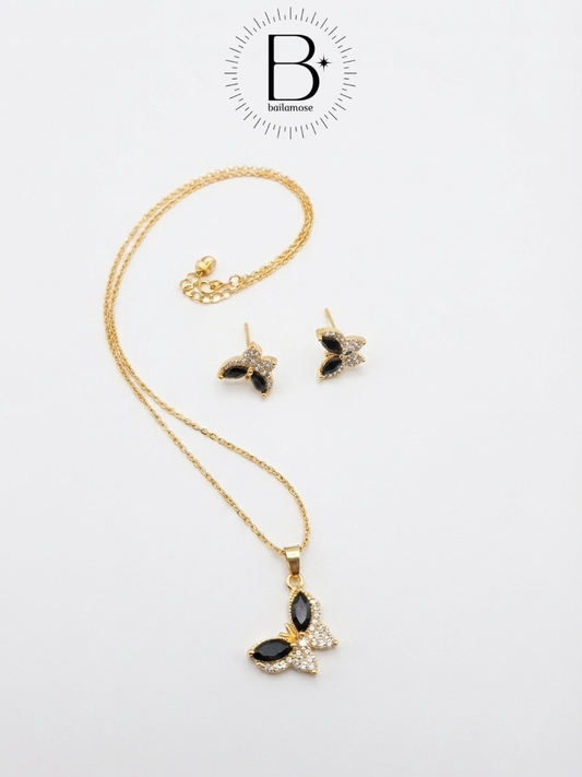 Stainless Steel Black Butterfly Pendant
