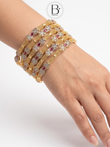 Royal Crimson Bow Bangle Set
