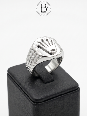 Men's Silver Crown Signet Ring