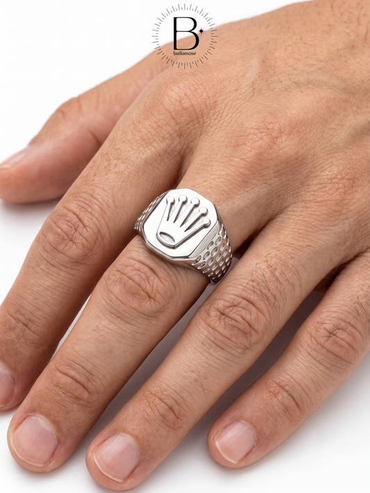 Men's Silver Crown Signet Ring