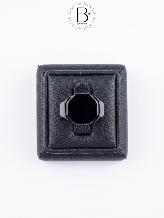 Men's Black Octagonal Signet Ring