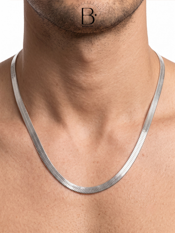 Men's Silver Flat Herringbone Chain