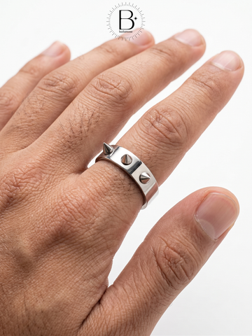 Men's Silver Spiked Band Ring