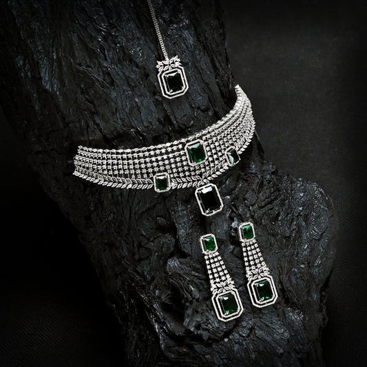 Square Emerald Necklace Set