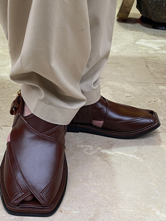 Handmade Crafted Peshawari Chappal (Brown)